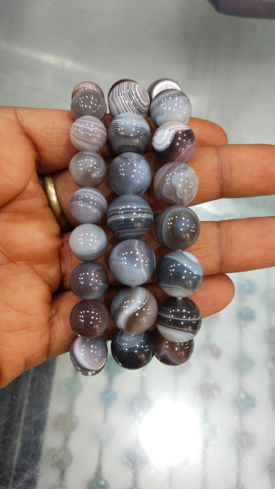 Natural Botswana Agate Polished Round Beads