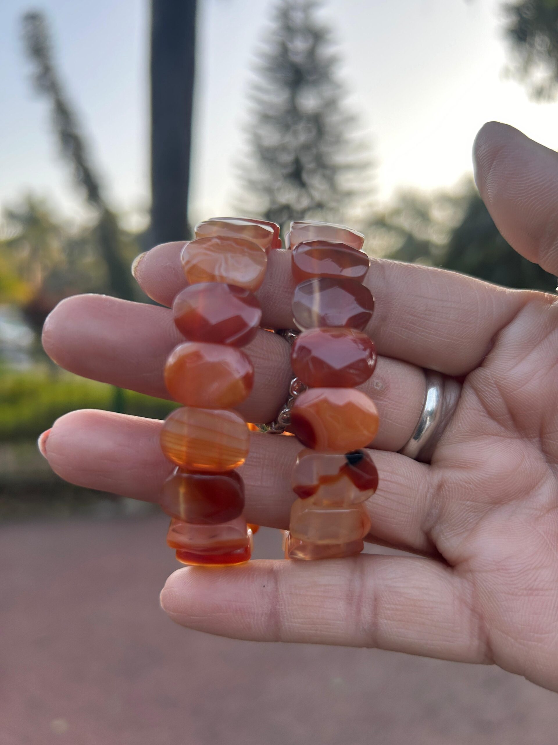 Natural Carnelian Faceted Bead Bracelet - Energy & Confidence Booster