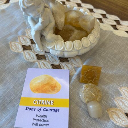 Citrine Stone of Courage & Prosperity with Angel Figurine