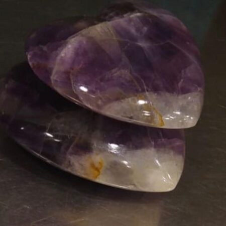 Natural Amethyst Heart Healing Crystal - Polished Worry Stone