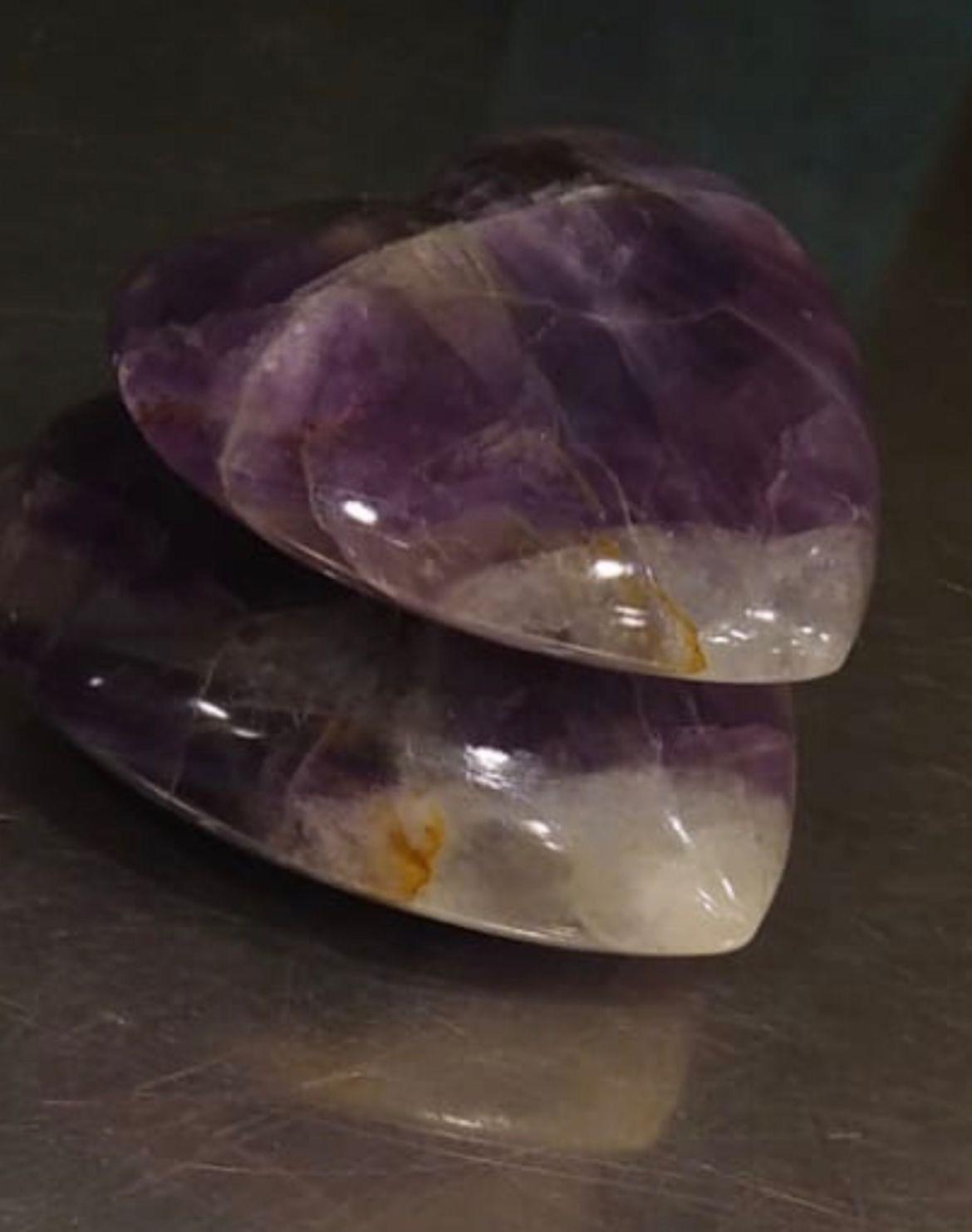 Natural Amethyst Heart Healing Crystal - Polished Worry Stone