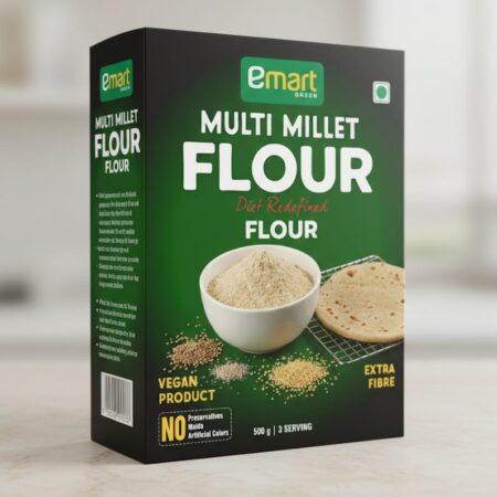 Emart Green Multi Millet Flour - Diet Redefined | Vegan, Extra Fibre, No Preservatives (500g)