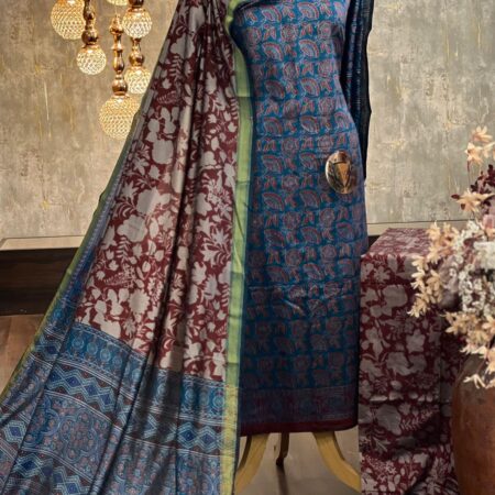 Elegant Patola Printed Silk Suit Set with Zari Border - 3 Piece Unstitched