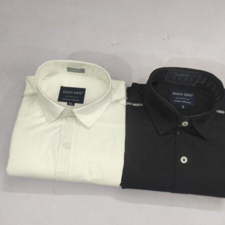 black blink" Men's Classic Plain Full Sleeve Shirts - White & Black