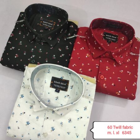 Black Blink Men's Floral Printed Twill Fabric Casual Shirt