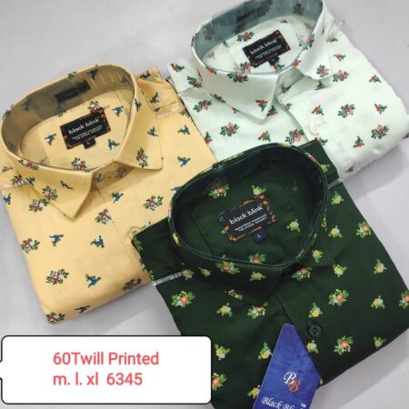 Black Blink Men's 60 Twill Printed Casual Shirt - Floral Design