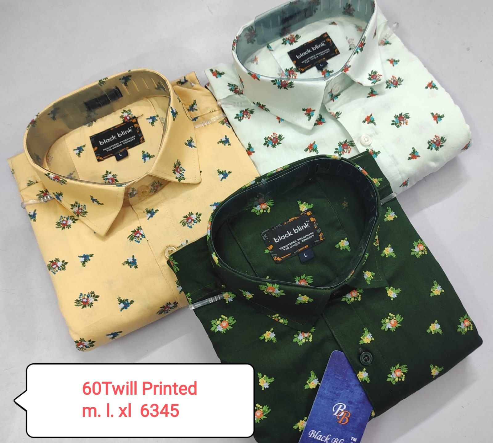 Black Blink Men's 60 Twill Printed Casual Shirt - Floral Design