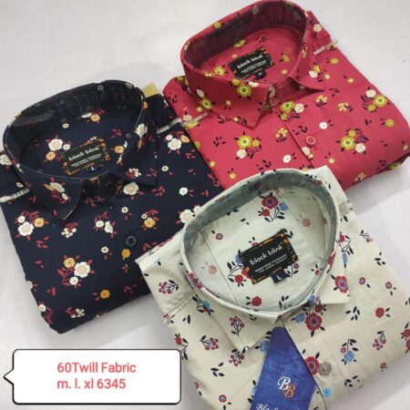 Men's Stylish Floral Printed Casual Shirt - 60Twill Fabric by Black Blink