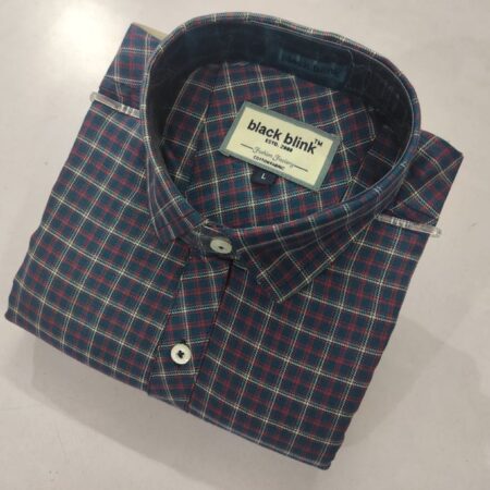 Black Blink Men's Plaid Check Cotton Casual Shirt - Folien Factory