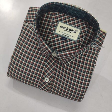 Black Blink Men's Cotton Plaid Checkered Casual Shirt