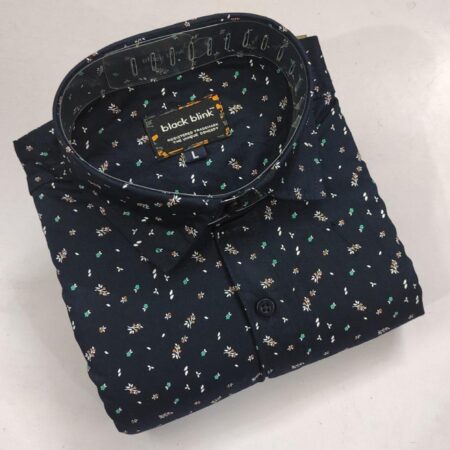Black Blink Men's Navy Blue Floral Printed Casual Shirt