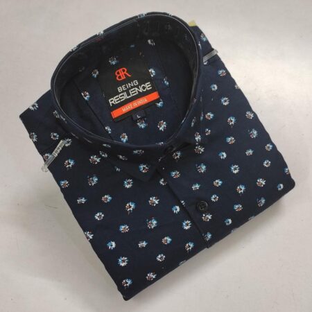 Men's Navy Blue Floral Print Casual Shirt - Being Resilience