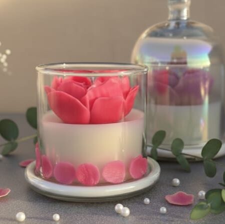 Elegant Rose Petal Candle Holder & Diffuser Set