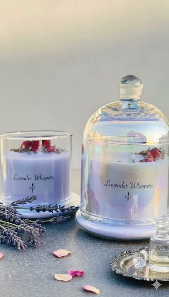 Lavender Whispers Scented Soy Wax Candle - Serene Home Fragrance with Bell Jar Option