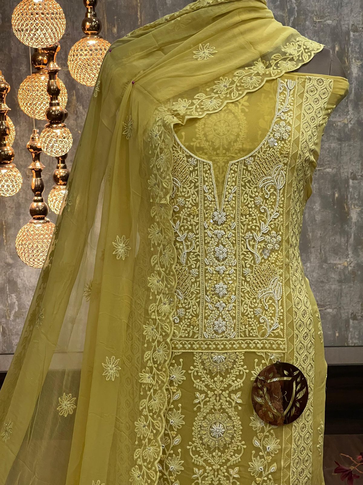 Elegant Haldi Yellow Georgette Embroidered Kurta & Dupatta Set