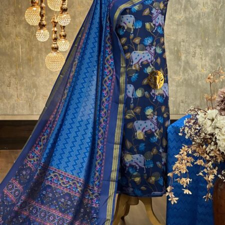 Exquisite Patola Printed Silk Suit with Zari Border - Premium Ethnic Wear