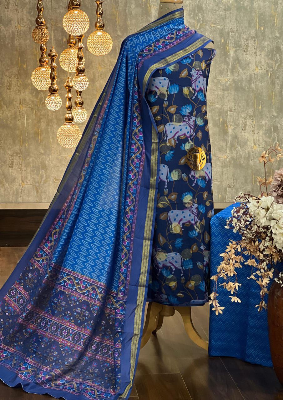Exquisite Patola Printed Silk Suit with Zari Border - Premium Ethnic Wear