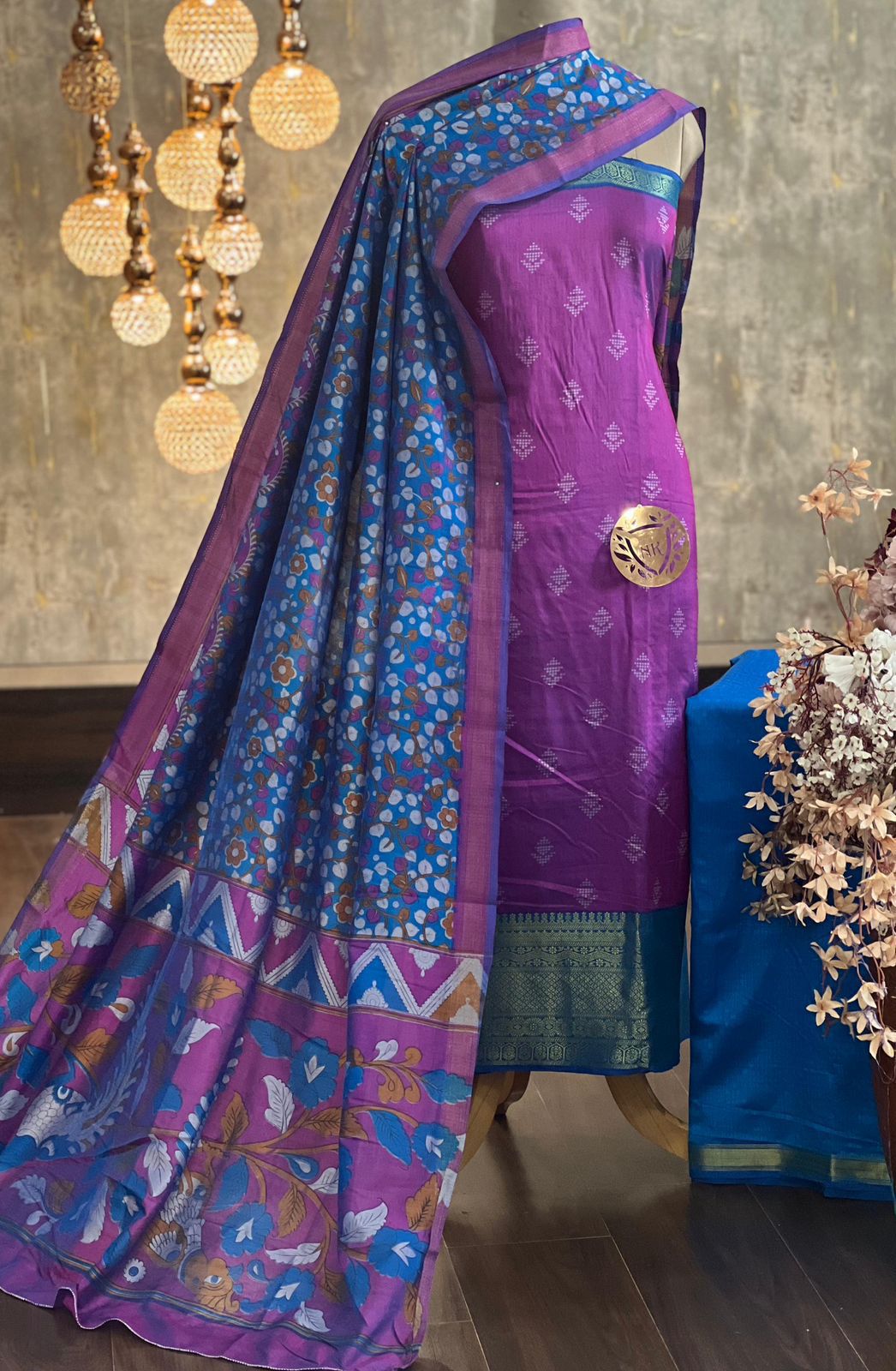 Exquisite Patola Printed Silk Suit with Zari Border & Dupatta