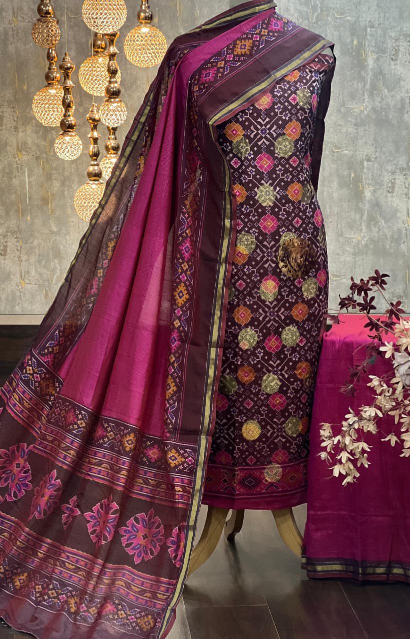 Exquisite Patola Printed Silk Suit with Zari Border - Festive & Ethnic Wear