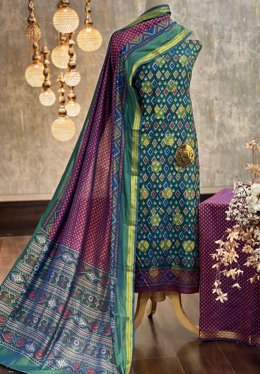 Exquisite Patola Printed Silk Suit with Zari Border - Festive & Ethnic Wear
