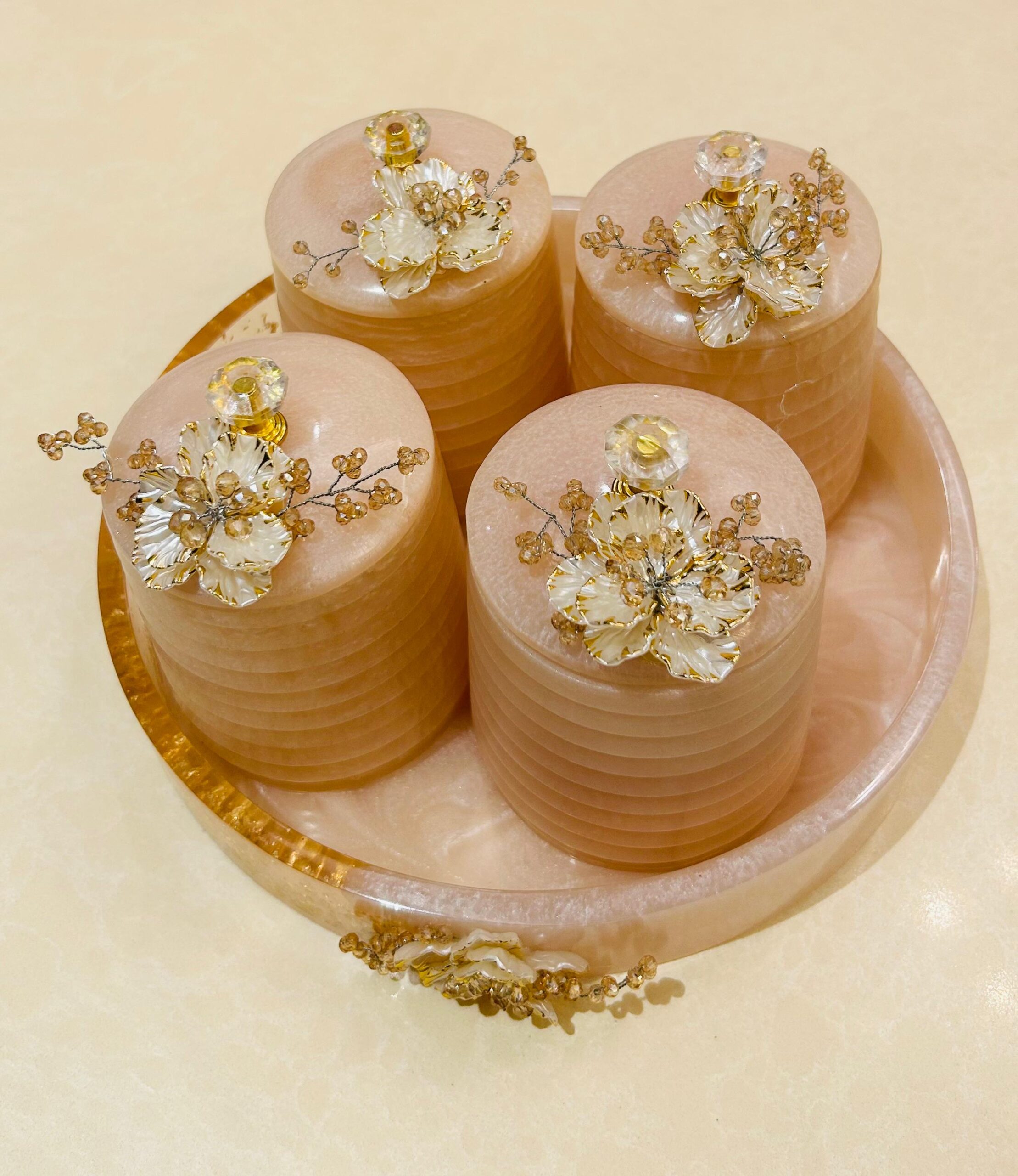 Elegant Handmade Resin Jar Set with Tray | Decorative Storage Jars for Home Decor - Image 2